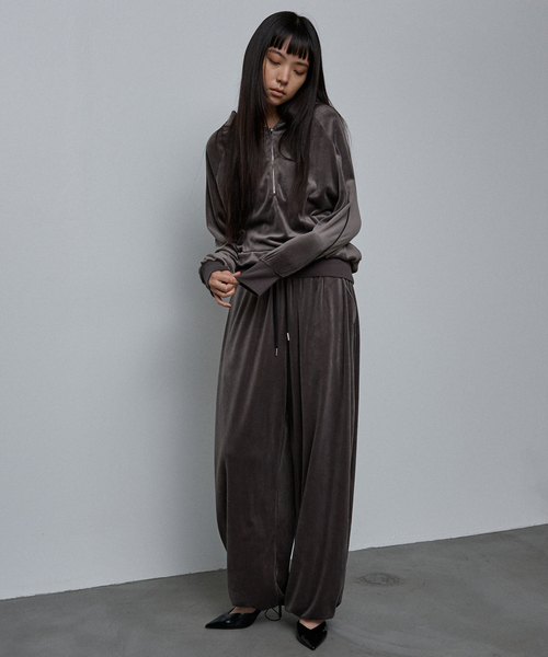 ノミネ（NOMINE）/【セットアップ】ベロアハーフジップ フーディー パーカー NOMINE（ノミネ） パーカー 「セットアップ」ベロアハーフジップ