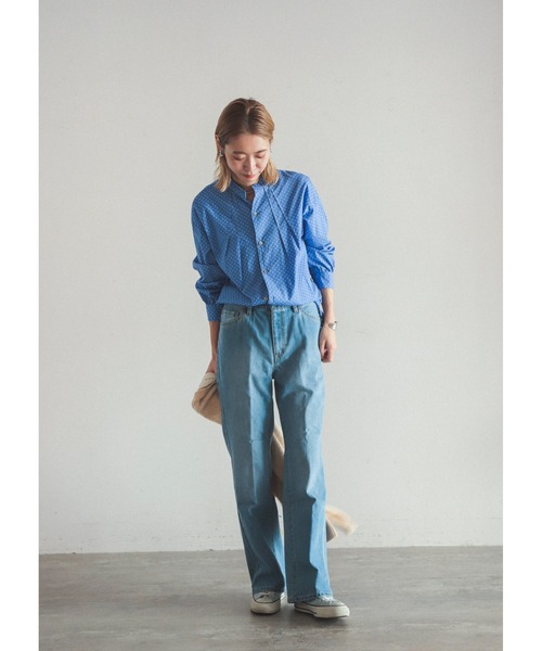 「FIL DE FER」 加工デニムパンツ SMALL サックスブルー レディース_画像4