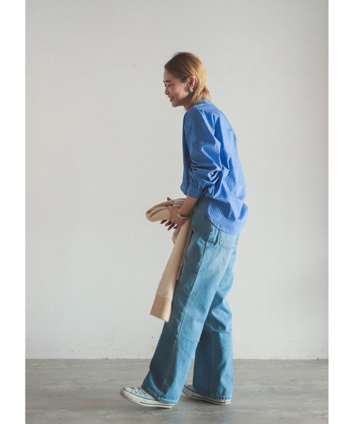 「FIL DE FER」 加工デニムパンツ SMALL サックスブルー レディース_画像7