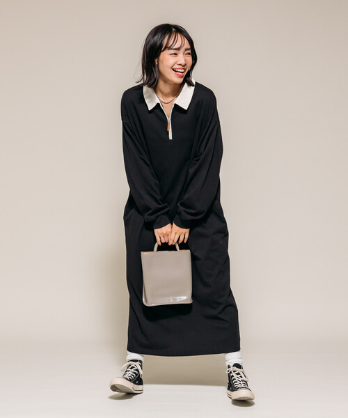 ワンピース 配色襟 ポロワンピース/ハーフジップ「限定展開」 | FREAK'S STORE