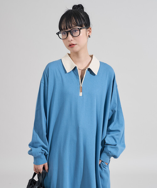 ワンピース 配色襟 ポロワンピース/ハーフジップ「限定展開」 | FREAK'S STORE | 24