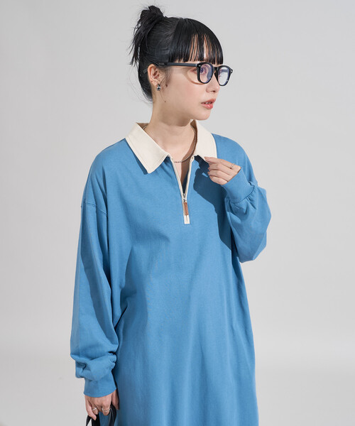 ワンピース 配色襟 ポロワンピース/ハーフジップ「限定展開」 | FREAK'S STORE | 23