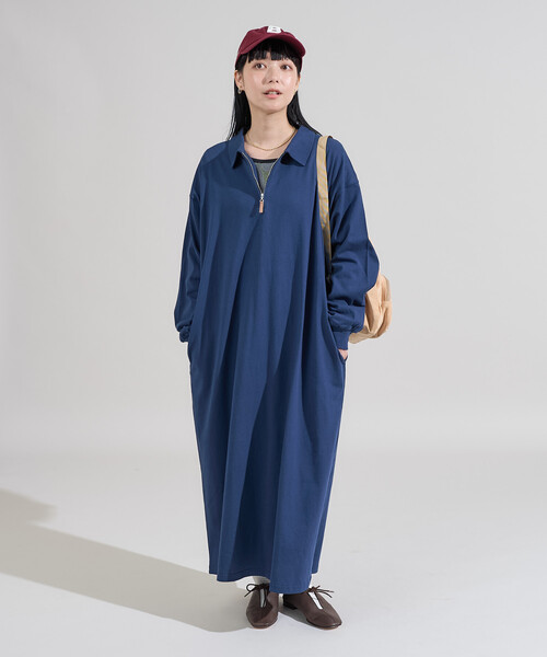 ワンピース 配色襟 ポロワンピース/ハーフジップ「限定展開」 | FREAK'S STORE | 21