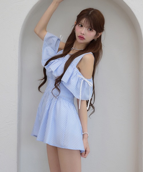 「Ambre Neige」 半袖ブラウス FREE ライトブルー レディース_画像7