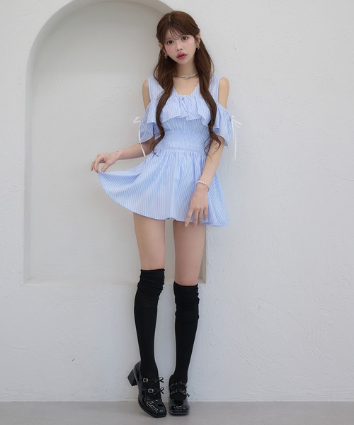 「Ambre Neige」 半袖ブラウス FREE ライトブルー レディース_画像9