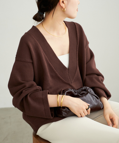 plage（プラージュ） Vネックニット FREE ベージュ レディース