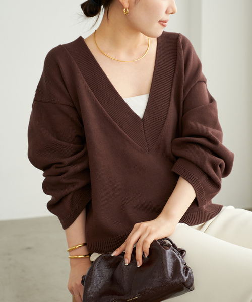 plage（プラージュ） Vネックニット FREE ベージュ レディース