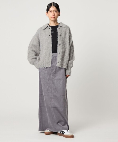 litenリテン　バイカラーラクーンニットカーディガン グレー 新品未使用品 グレー ボロボロ風のカーディガン CUNE 【公式通販】