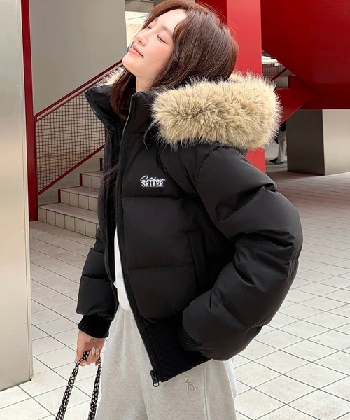 SHEENA（シーナ） ブルゾン アウター ワンポイント刺繍ロゴファー