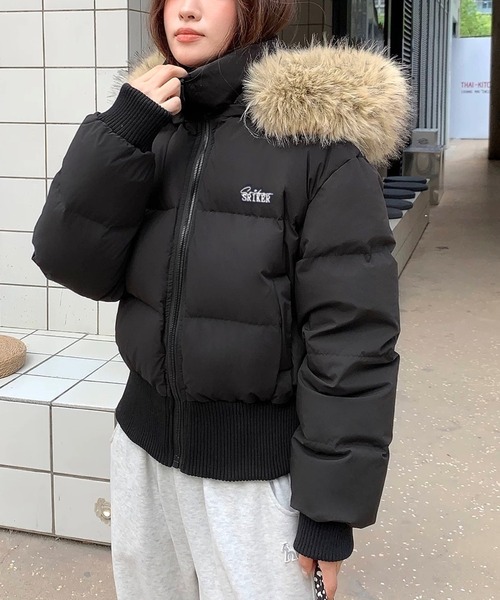 SHEENA（シーナ） ブルゾン アウター ワンポイント刺繍ロゴファー