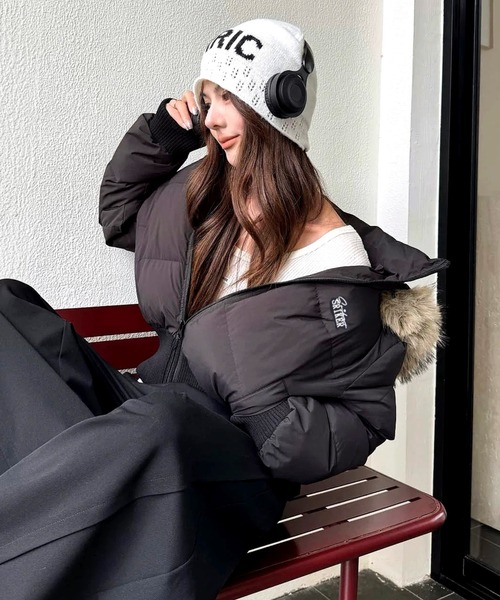 SHEENA（シーナ） ブルゾン アウター ワンポイント刺繍ロゴファー