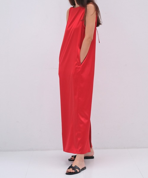 AKTE（アクテ） ノースリーブワンピース FREE レッド レディース