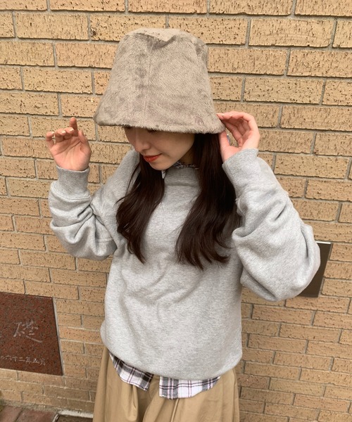 帽子 KINAKO moz（モズ） 帽子 ハット 「MOZ」ワンポイント刺繍もこもこバケット
