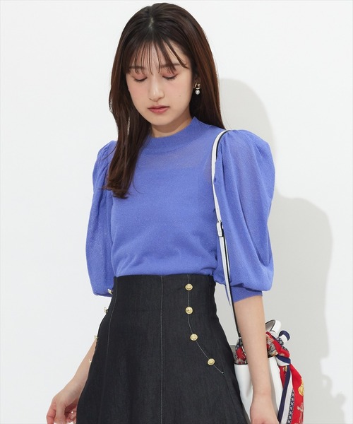 「SWINGLE」 半袖ニット MEDIUM ブラック レディース_画像6