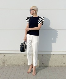 「JENNE」 半袖ニット MEDIUM ネイビー レディースの画像2