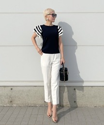 「JENNE」 半袖ニット MEDIUM ネイビー レディースの画像4