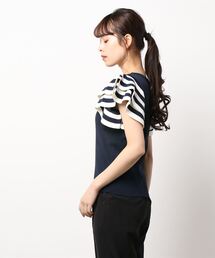 「JENNE」 半袖ニット MEDIUM ネイビー レディースの画像5