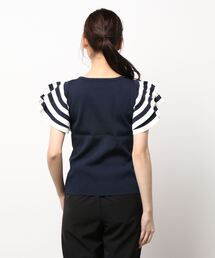 「JENNE」 半袖ニット MEDIUM ネイビー レディースの画像8