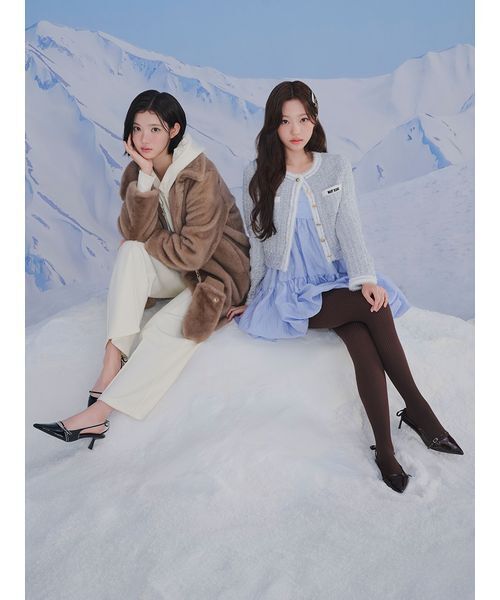 ジャケット ノーカラージャケット 「LILY BROWN×MARY QUANT」ビジュー釦ファーコート レディース | LILY BROWN | 22