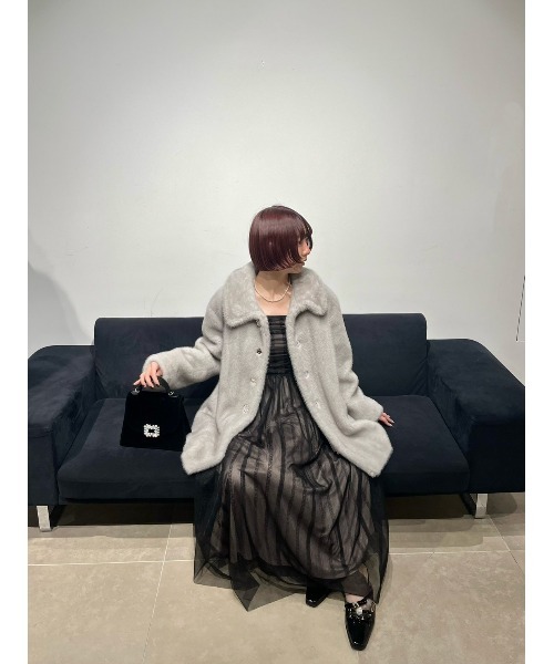 ジャケット ノーカラージャケット 「LILY BROWN×MARY QUANT」ビジュー釦ファーコート レディース | LILY BROWN | 05