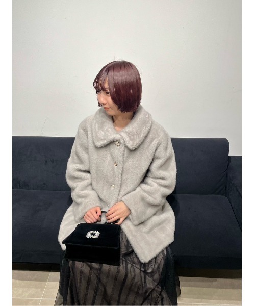 ジャケット ノーカラージャケット 「LILY BROWN×MARY QUANT」ビジュー釦ファーコート レディース | LILY BROWN | 08