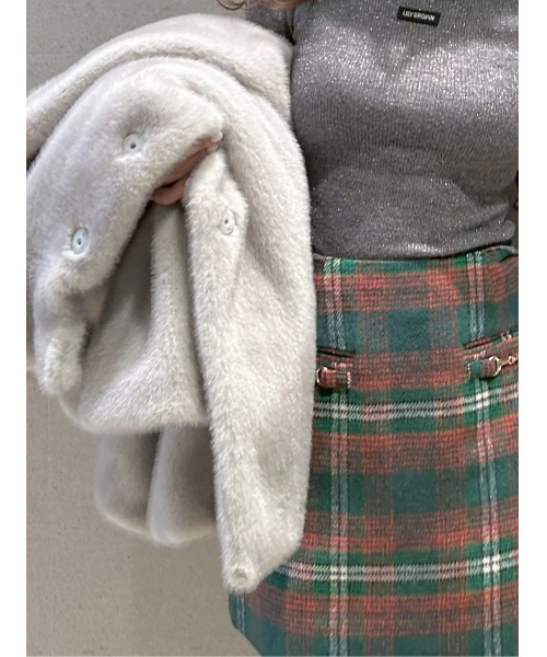 ジャケット ノーカラージャケット 「LILY BROWN×MARY QUANT」ビジュー釦ファーコート レディース | LILY BROWN | 10