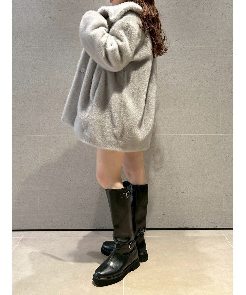 ジャケット ノーカラージャケット 「LILY BROWN×MARY QUANT」ビジュー釦ファーコート レディース | LILY BROWN | 11