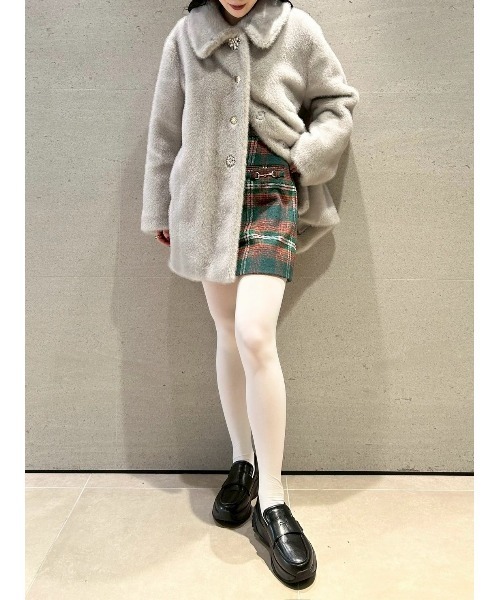 ジャケット ノーカラージャケット 「LILY BROWN×MARY QUANT」ビジュー釦ファーコート レディース | LILY BROWN | 17