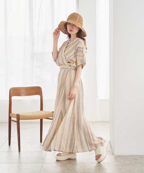 「Kastane」 半袖ワンピース 0 ベージュ系その他 レディース_画像3