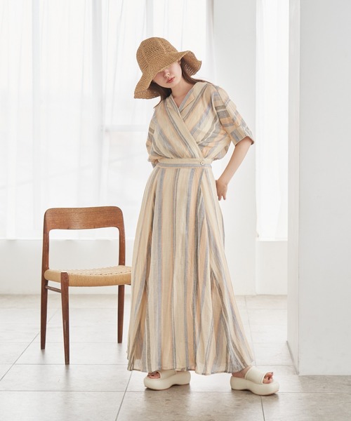 「Kastane」 半袖ワンピース 0 ベージュ系その他 レディース_画像4