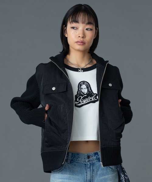 【X-girl】FADED RIBBED SLEEVE JACKET FADED RIBBED SLEEVE JACKET – calif（カリフ）公式サイト