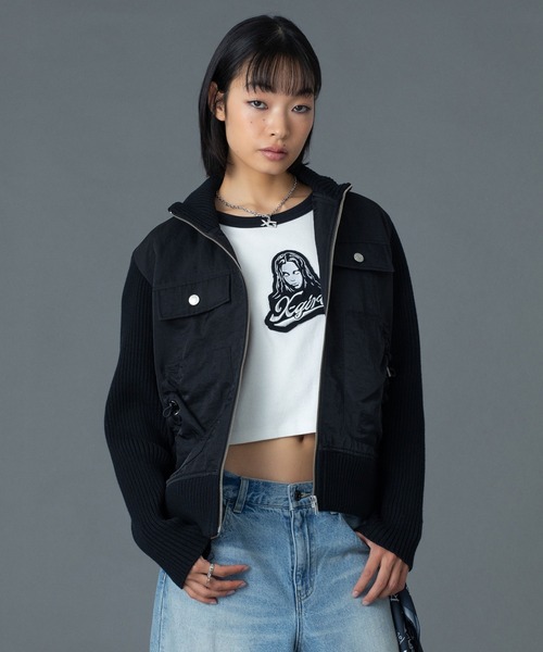 X-girl（エックスガール） ブルゾン アウター RIBBED SLEEVE WOVEN