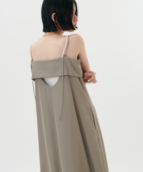 「LARUTA」 キャミソールワンピース MEDIUM グレイッシュベージュ レディース_画像4