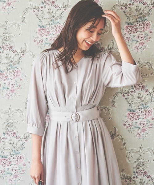 「LAISSE PASSE」 「Debut de Fiore」7分袖ワンピース SMALL ネイビー レディース_画像2