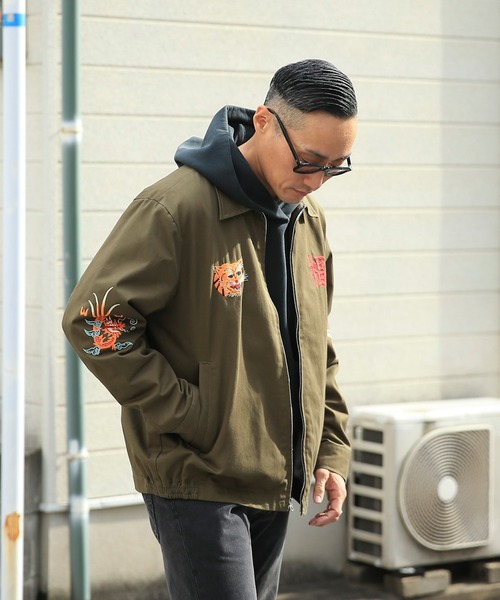 ヒューストン　HOUSTON ブルゾン HOUSTON（ヒューストン） ブルゾン M オリーブ メンズ : ZOZOTOWN