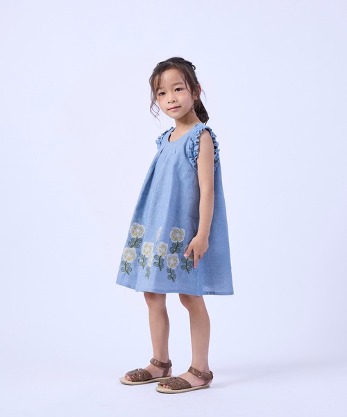 「la poche biscuit」 「KIDS」ノースリーブワンピース 110 ブルー キッズ_画像5