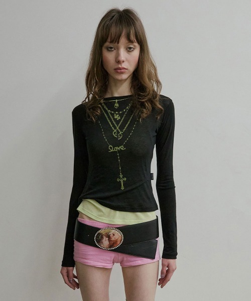 SCULPTOR（スカルプター） tシャツ Faux Necklace Tee レディース
