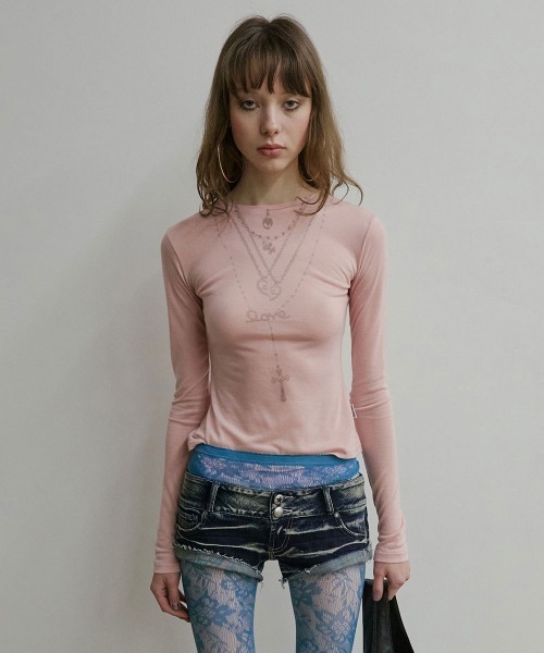 SCULPTOR（スカルプター） tシャツ Faux Necklace Tee レディース
