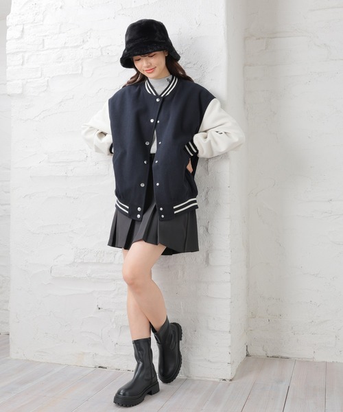 「Honeys」 「colza」スタジャン L 杢グレー レディース_画像6