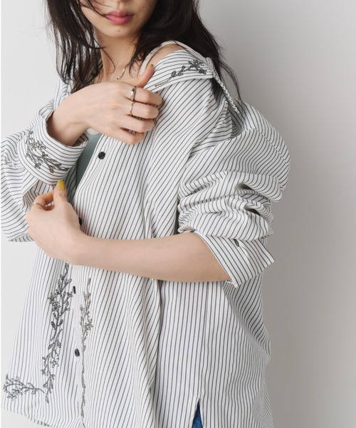 Unitage（ユニテージ） ブラウス シャツ スパンコール刺繍ストライプ 