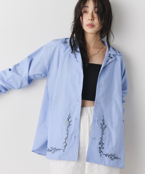 sonoのストライプ刺繍シャツ！ Bleme シャツ 刺繍ロゴ ストライプ半袖シャツ メンズ : ZOZOTOWN Yahoo