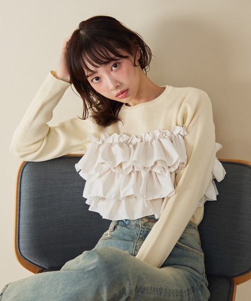 krahe（クレーエ） ニット セーター ティアードフリルドッキングニット