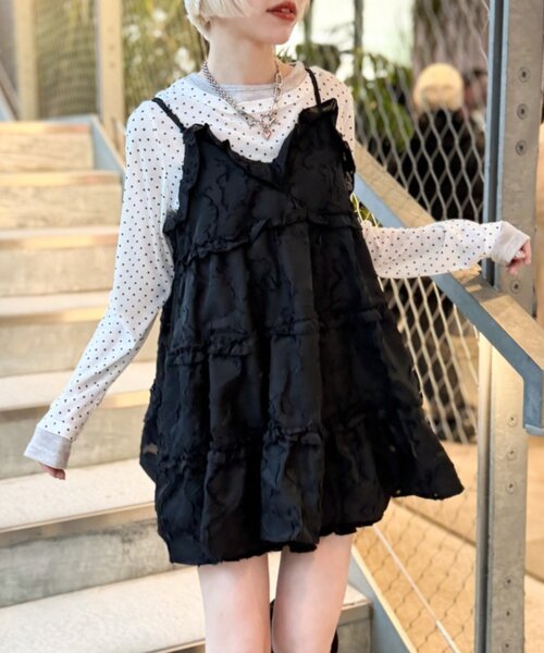 w closet（ダブルクローゼット） ワンピース ジャガードミニキャミ