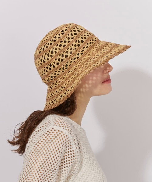 A*O様 新品タグなし◯シャポードオー ペーパーハット ブラウン ベージュ リボ Chapeau d' O（シャポードオー） 帽子 ハット レディース Raffia Lace