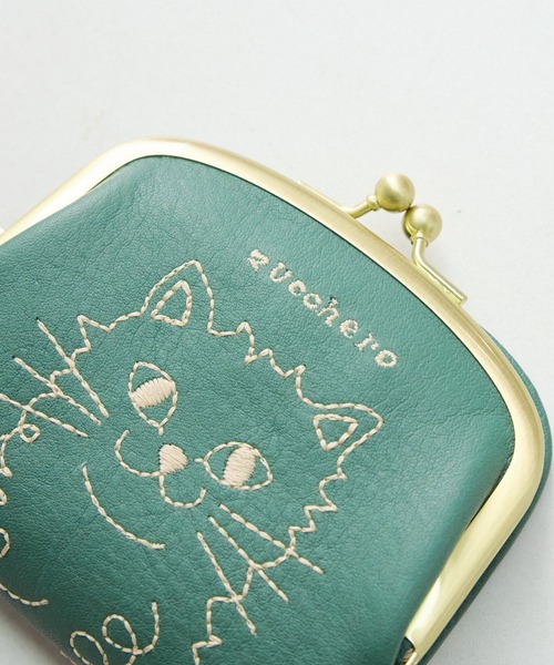 財布 猫 折財布 二つ折り レディース 本革 がま口 日本製 ズッケロ