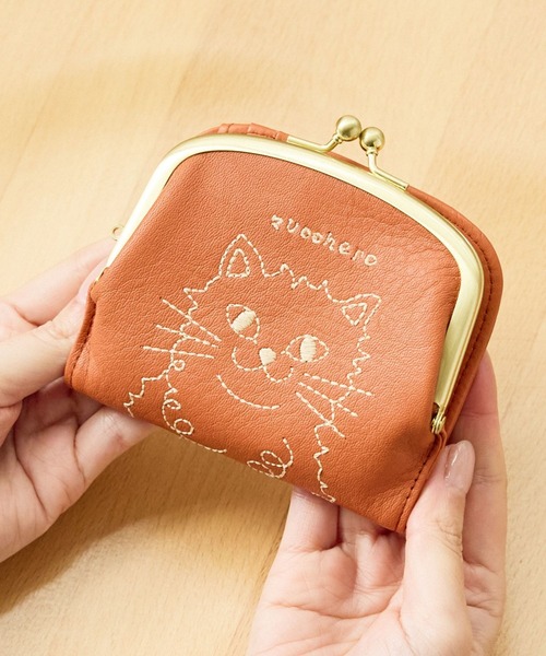 財布 猫 折財布 二つ折り レディース 本革 がま口 日本製 ズッケロ 財布 猫 折財布 二つ折り レディース 本革 がま口 日本製 ズッケロ