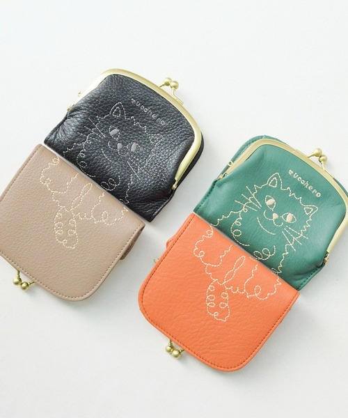 財布 猫 折財布 二つ折り レディース 本革 がま口 日本製 ズッケロ