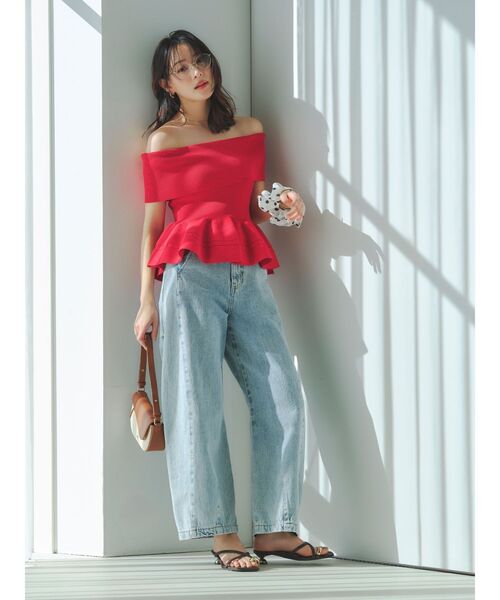 ニット セーター ペプラムオフショルニットプルオーバー 「夏服」 レディースの画像