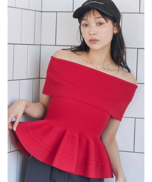 ニット セーター ペプラムオフショルニットプルオーバー 「夏服」 レディースの画像