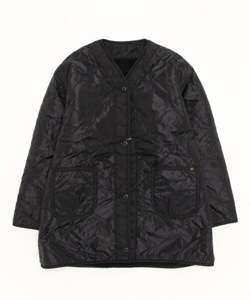 「Alpha Industries」 ノーカラーコート M オリーブ メンズ_画像4